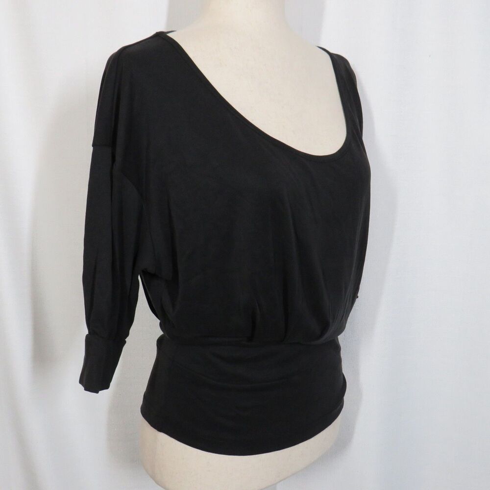 OGL Sandwashed Scoop Neck Short Sleeve Tucked Tee Black Size Medium - Picture 9 of 11